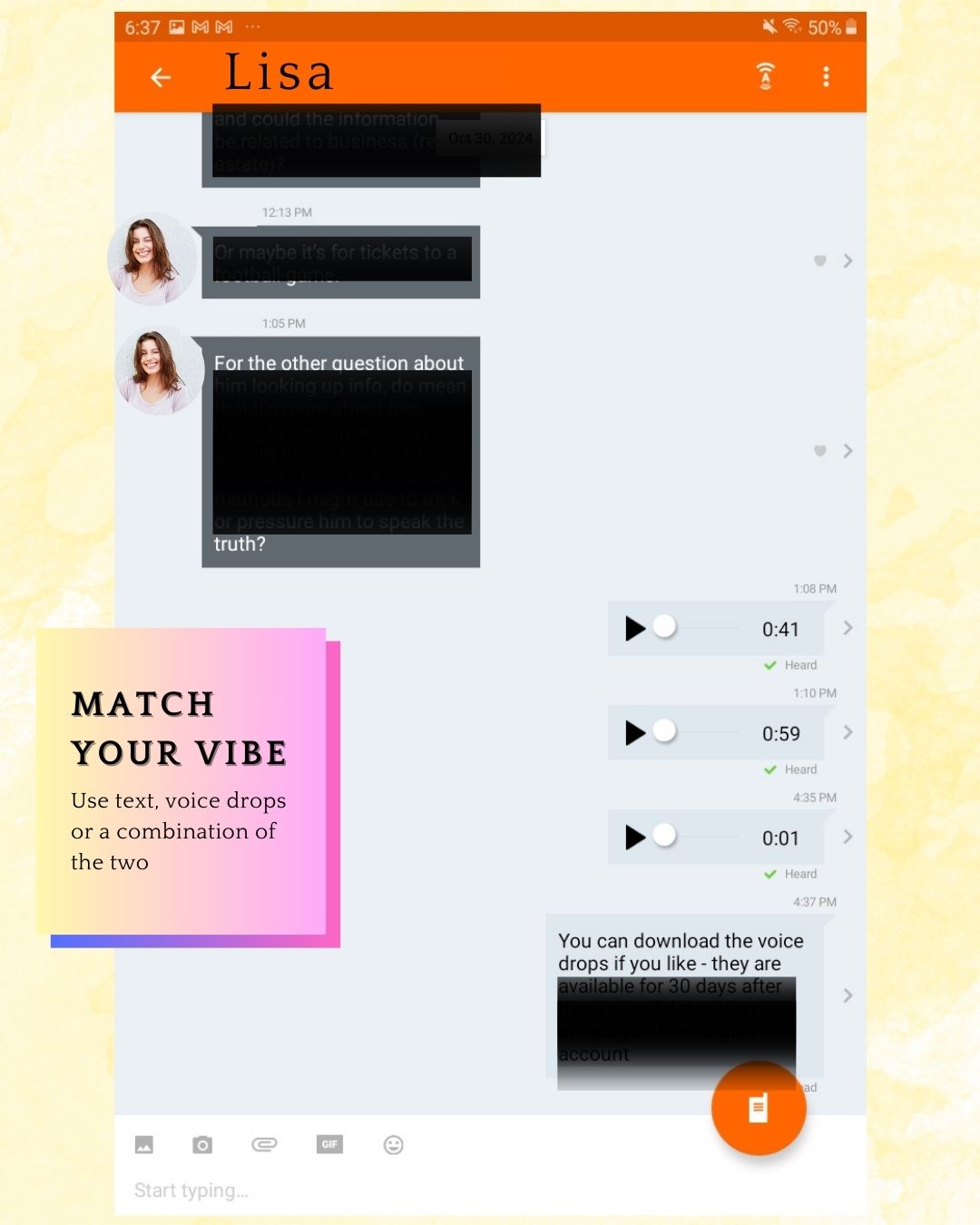 lisa conversation voxer